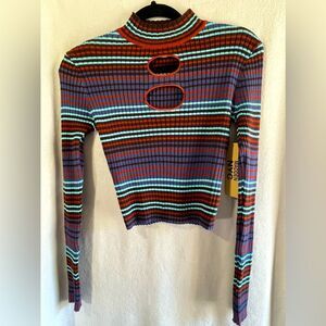 Madden NYC Striped Ribbed Top. Size Small 3/5